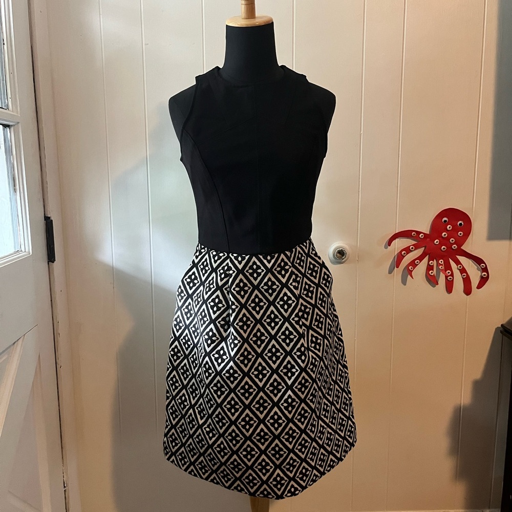 Lucky Brand Black &  White A-Line Knee-Length dress